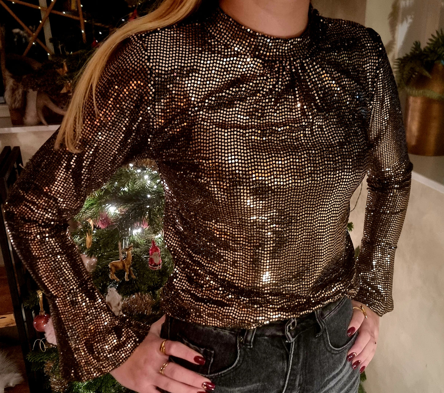 Kersttop zilver en goud