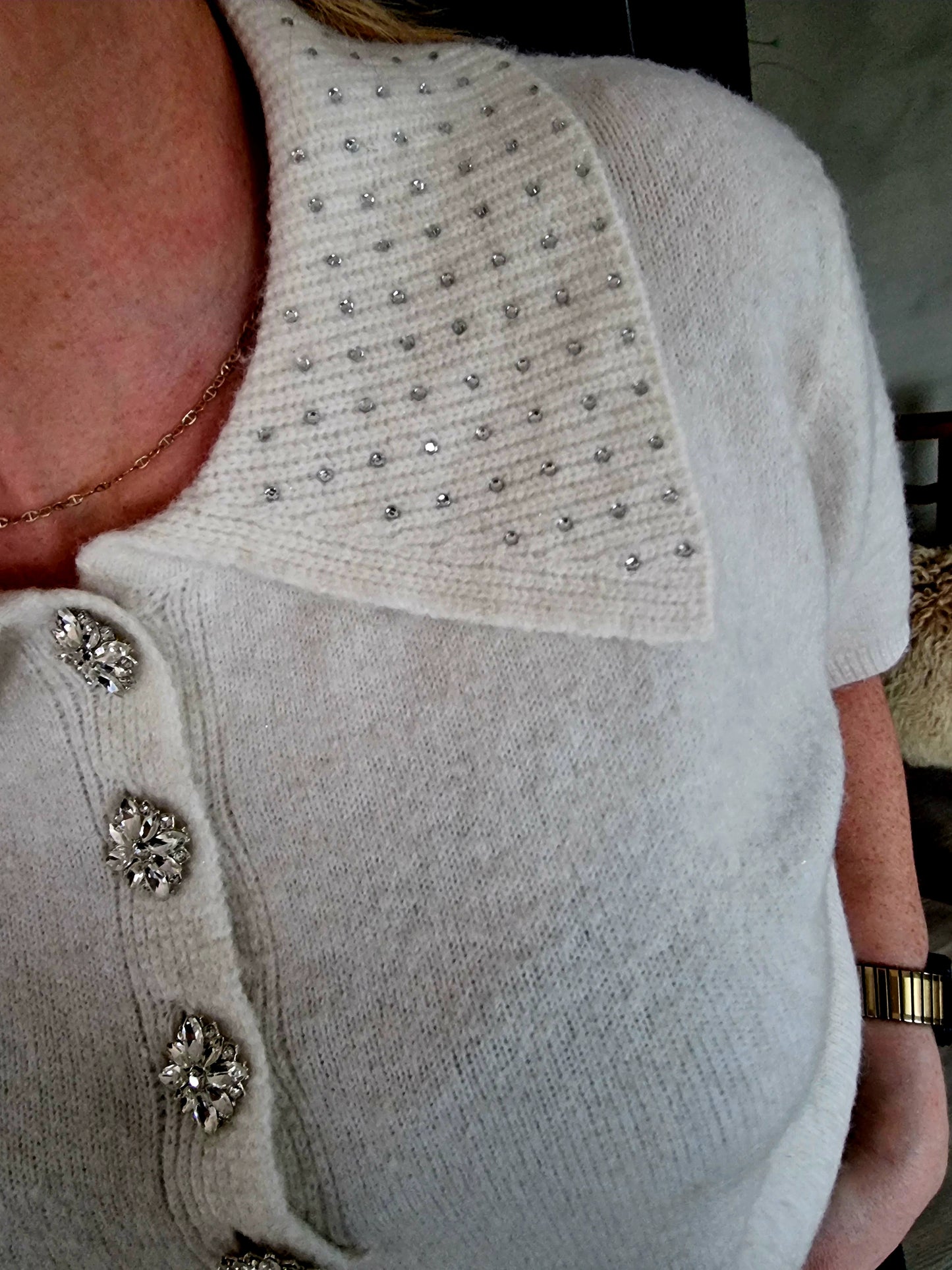 Trui korte mouw strass