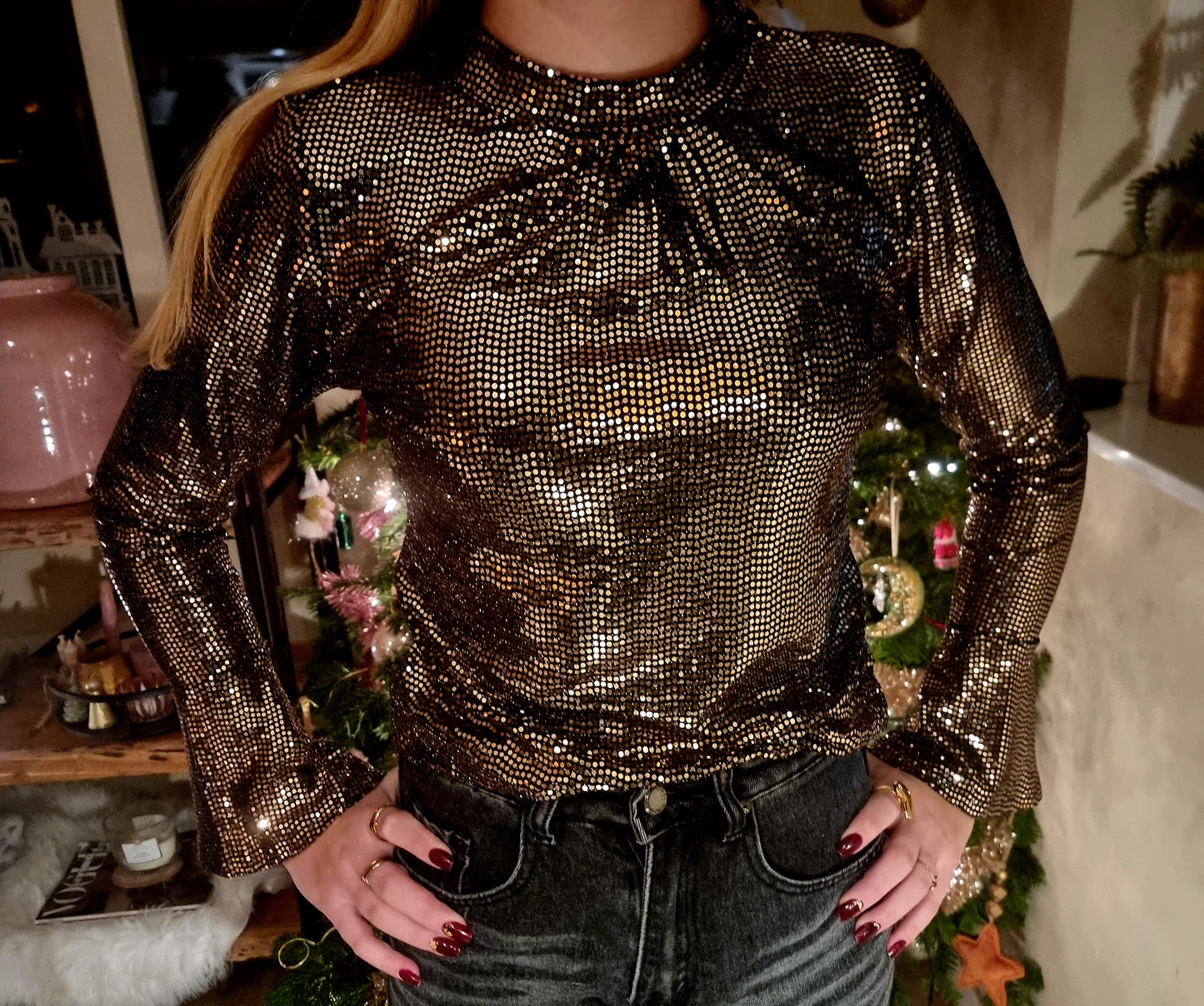 Kersttop zilver en goud