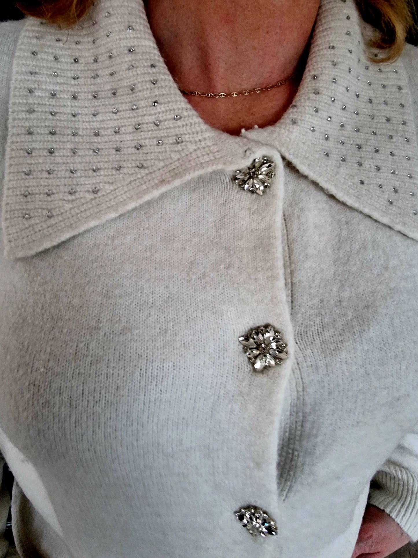 Vest met strassteentjes wit