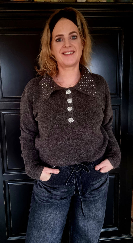Trui met strassteentjes